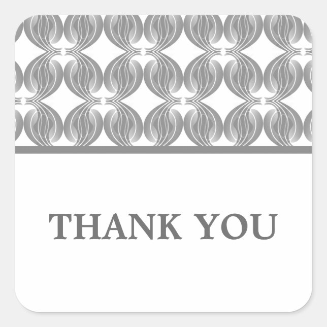 Gray Modern Deco Thank You Stickers (Front)