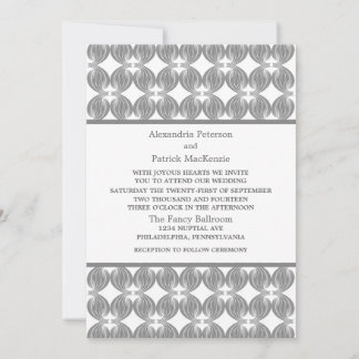 Gray Modern Deco Wedding Invite