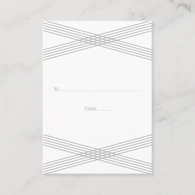 Gray Modern Deco Wedding Place Cards (Front)