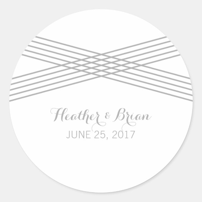 Gray Modern Deco Wedding Stickers (Front)