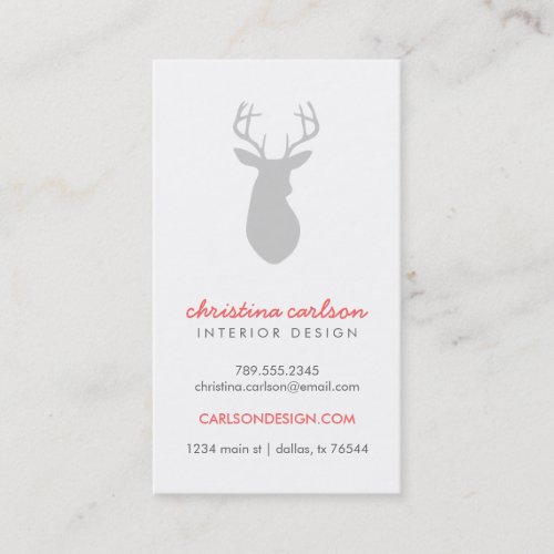 Gray Modern Deer &amp; Chevron Stripes Business Card Template