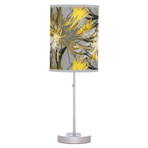 Gray Modern Elegant Abstract Floral Table Lamp