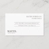 Gray | Modern Elegant Minimalist Professional Business Card (Back)