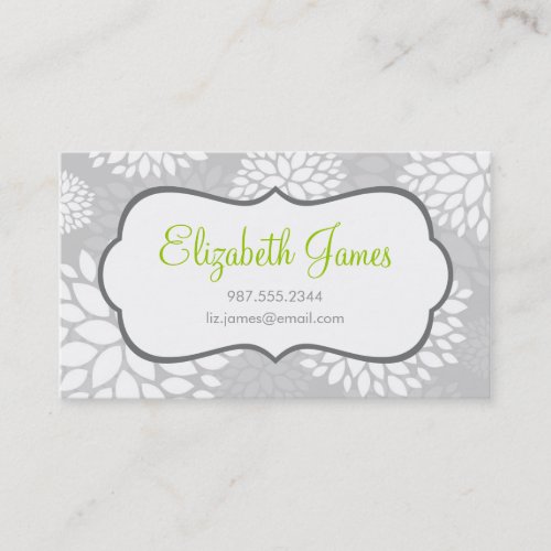 Gray Modern Flowers Business Cards