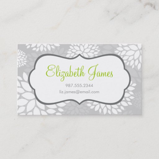 Customizable Gray Modern Flowers Business Cards