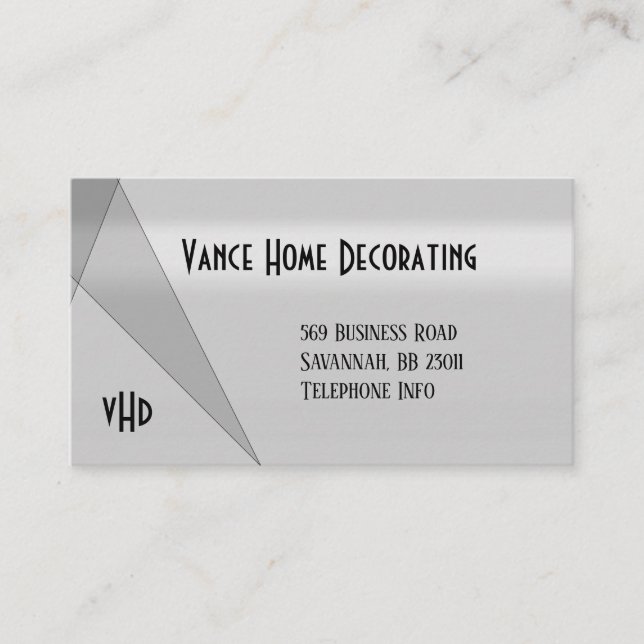 Gray Modern Geometric Design Business Card (Front)