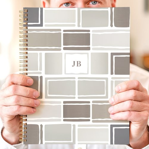 Gray Modern Geometric Monogrammed Planner