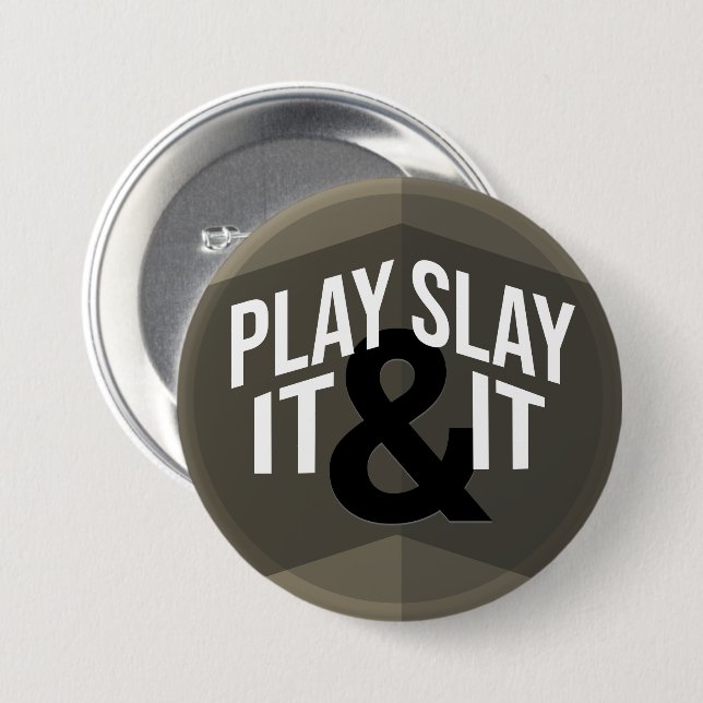 Gray Modern Geometric Phrase Play Board Games   Button (Front & Back)