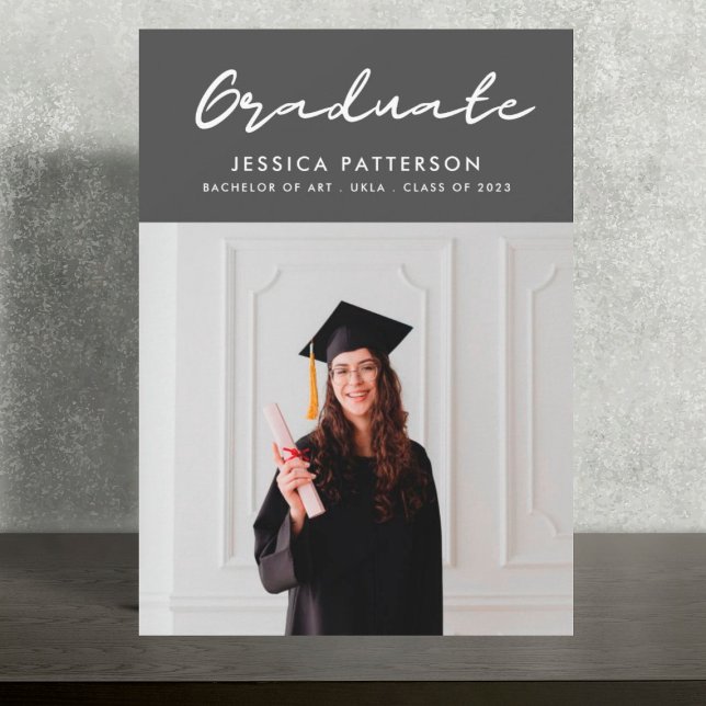 Gray Modern Graduate Editable Graduation Announcement (Creator Uploaded)
