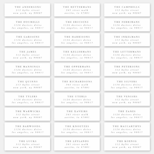 Gray modern individual wedding address labels