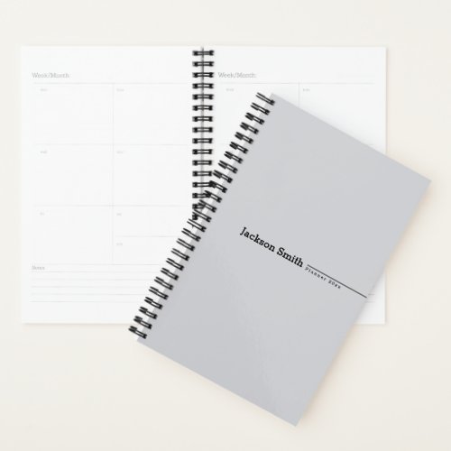 Gray modern minimalist personalized name planner