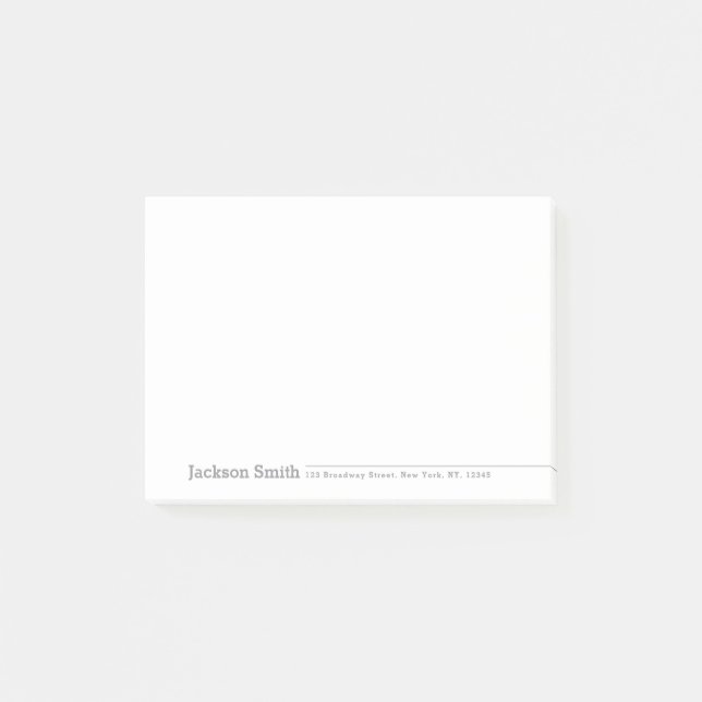 Gray modern minimalist personalized name post-it notes (Front)