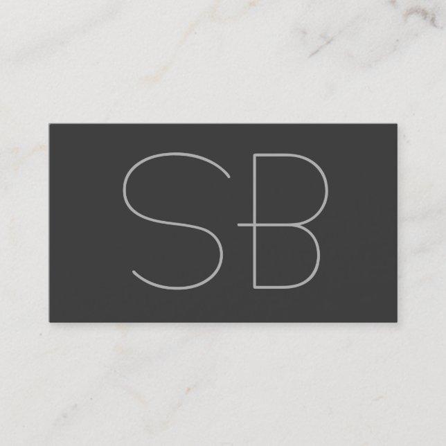 Gray Modern Monogram Standard Business Card (Front)
