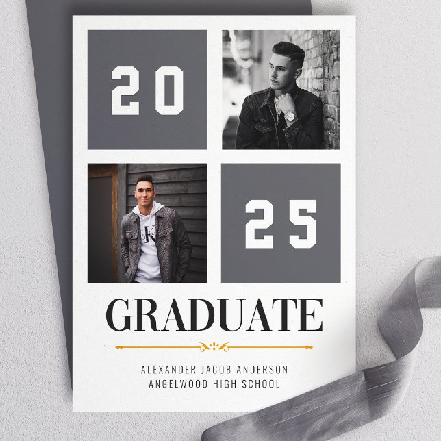 Gray Modern Photo Collage Grad Announcement (Creator Uploaded)