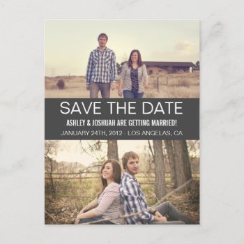 Gray Modern Photo Save The Date Post Cards by AllyJCat at Zazzle