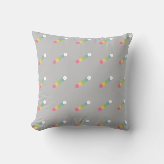 Gray Modern Polka Dot Pattern Throw Pillow (Front)