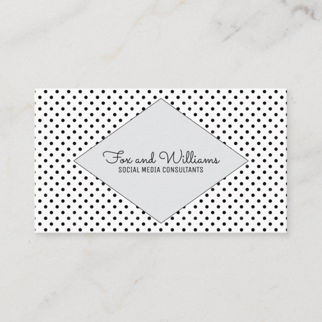 Gray Modern Polka Dots Business Card (Front)