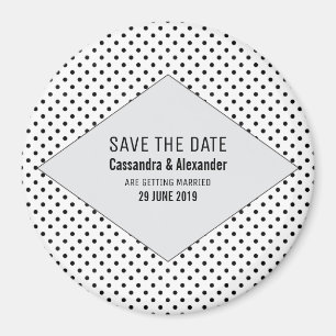 Gray Modern Polka Dots Save the Date Magnet