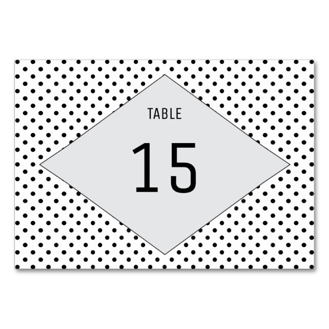 Gray Modern Polka Dots Table Card (Front)