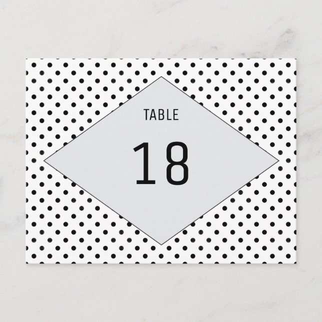 Gray Modern Polka Dots Table Number Postcard (Front)