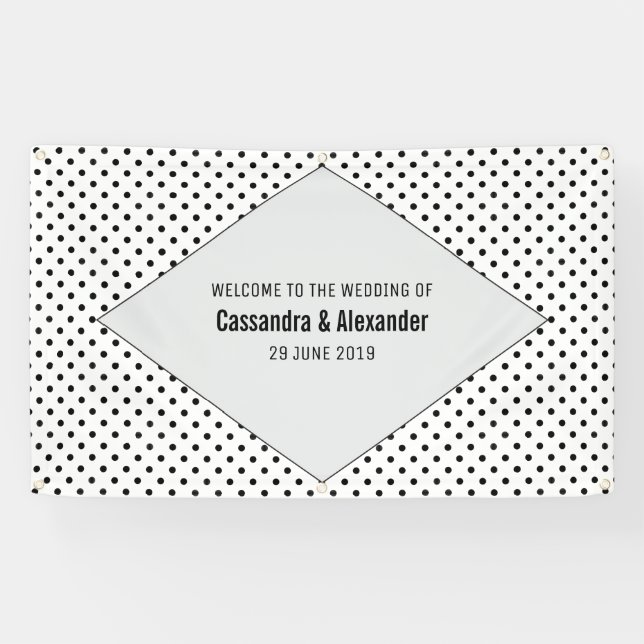 Gray Modern Polka Dots Wedding Banner (Horizontal)
