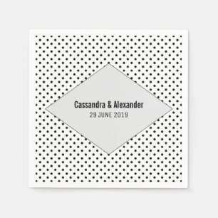 Gray Modern Polka Dots Wedding Paper Napkins