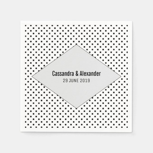 Gray Modern Polka Dots Wedding Paper Napkins (Front)
