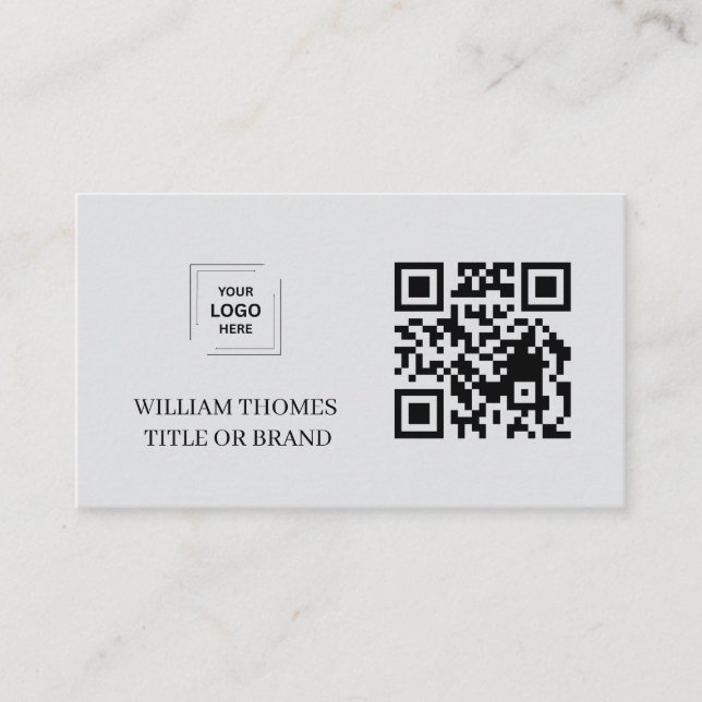 Gray Modern QR Code Business Identity Card (Front)
