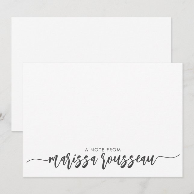 Gray Modern Script Name Personalized A Note From Card (Front/Back)