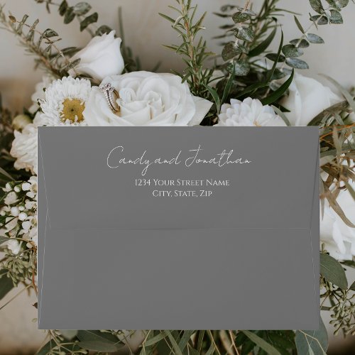 Gray Modern Script Wedding Envelope