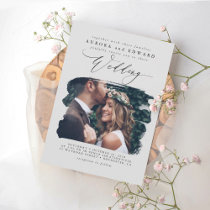 Gray Modern Stylish Boho Wedding Photo Invitation