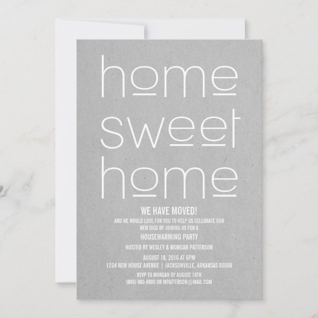 Gray Modern Sweet Home Housewarming Party Invitation (Front)