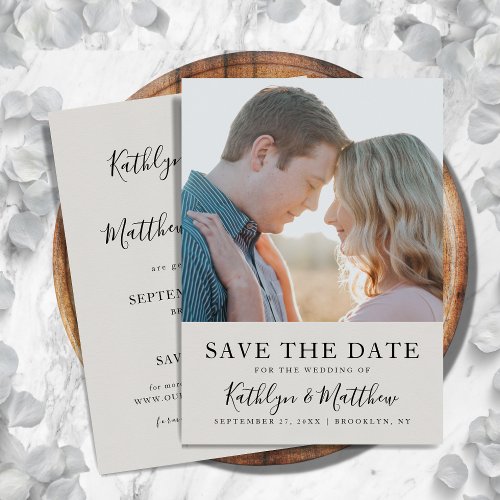 Gray Modern Typography Minimalist Photo Wedding Save The Date