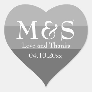 Gray Modern Wedding Heart Sticker by WittyPrintables at Zazzle