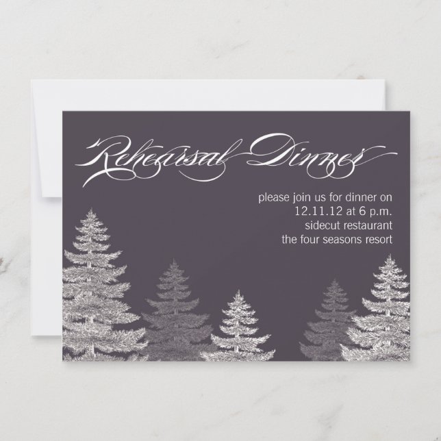 Gray Modern Winter Rehearsal Dinner Invitation (Front)