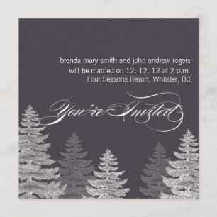 Gray Modern Winter Wedding Invitations Trees