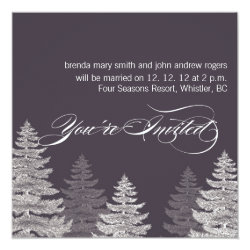 Gray Modern Winter Wedding Invitations Trees 5.25