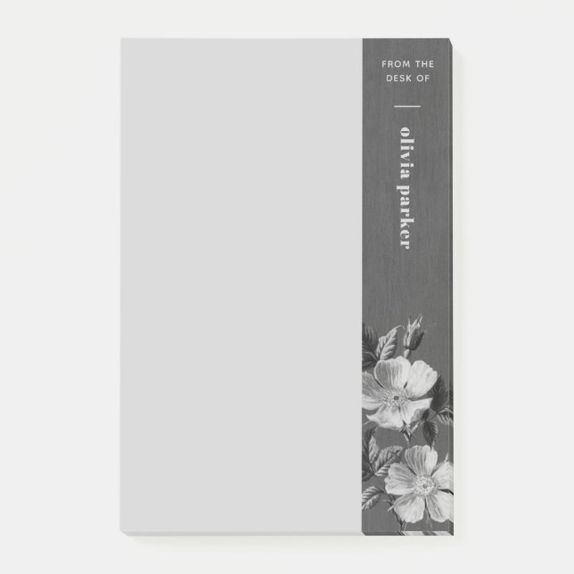 Gray Monochromatic Blooms Floral Notes (Front)