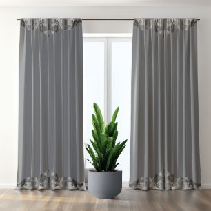 Gray Monochromatic Design Floral Vintage Swirl Blackout Curtains