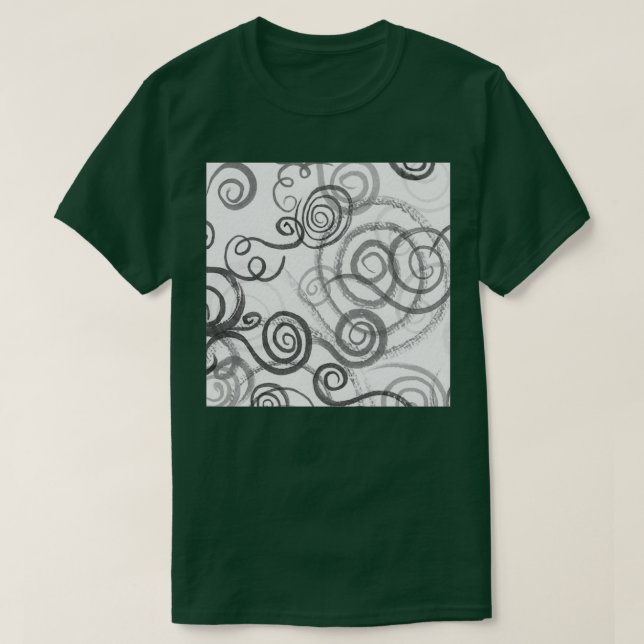 Gray Monochrome Whimsical Organic Lines Curves Wat T-Shirt (Design Front)
