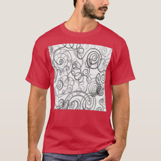 Gray Monochrome Whimsical Organic Lines Curves Wat T-Shirt