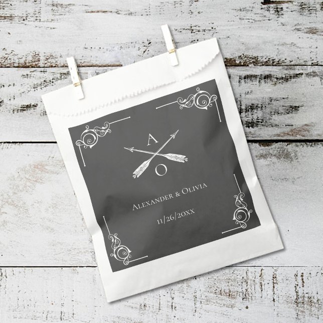 Gray Monogram and Arrows Wedding Favor Bag (Gray Monogram and Arrows Wedding Favor Bags)