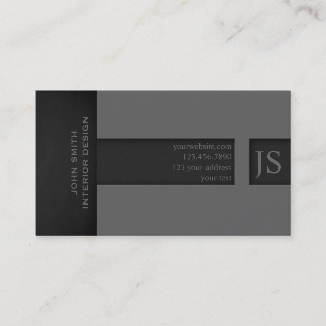 Gray Monogram Business Card (Front)