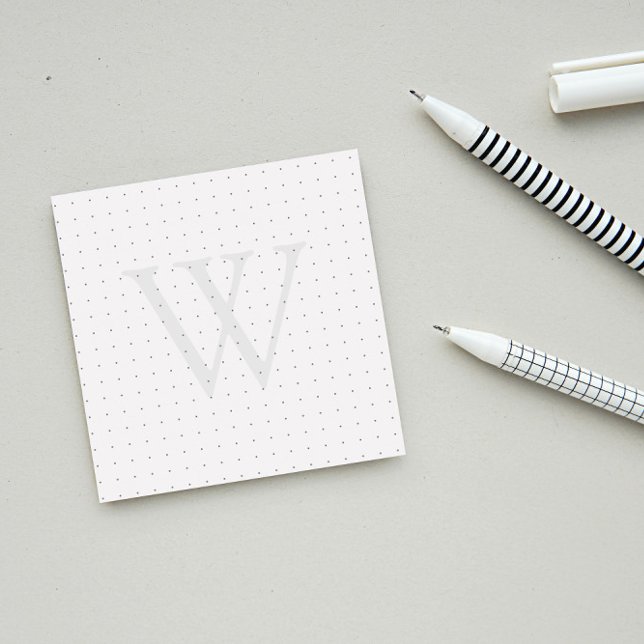 Gray Monogram Dot Grid Post-it Notes (Creator Uploaded)