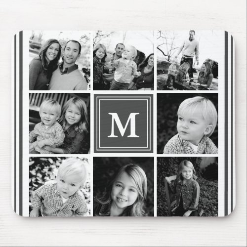 Custom Mousepads 18 Gray Monogram Family Photo Collage Mouse Pad