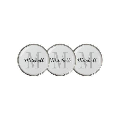 Gray Monogram Initial and Name Personalized Golf Ball Marker