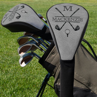 Gray Monogram Initial Name  Golf Head Cover