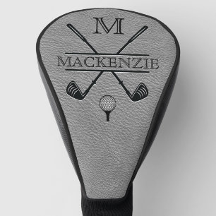 Gray Monogram Initial Name Golf Head Cover