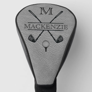 Gray Monogram Initial Name Golf Head Cover