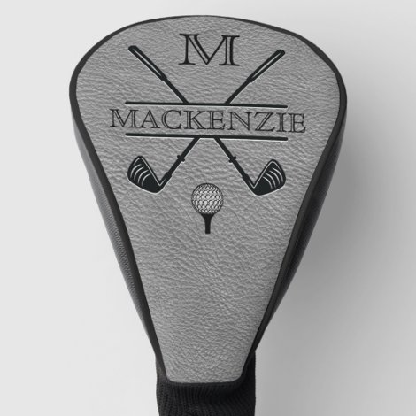 Gray Monogram Initial Name Golf Head Cover